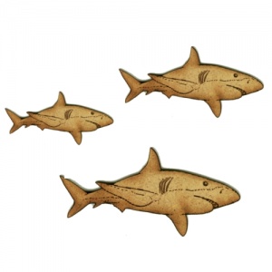 Great White Shark Wood Shape Style 4 for art and craft projects